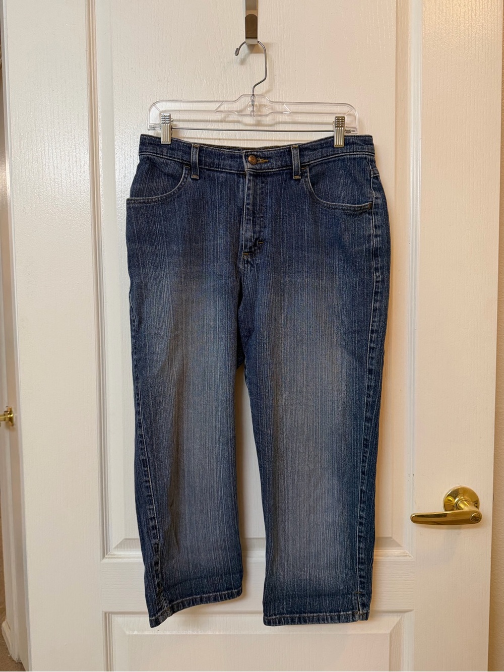 Riders by Lee Women's Dark Blue Cropped/Capri Baggy Straight Jeans
